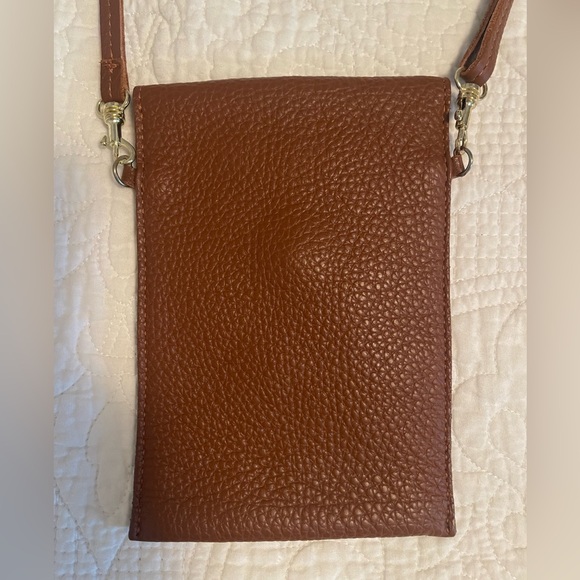 Custom Camel w/ Brown Leather Wrap Small Satchel w/ Gold Toned Details - Picture 5 of 6